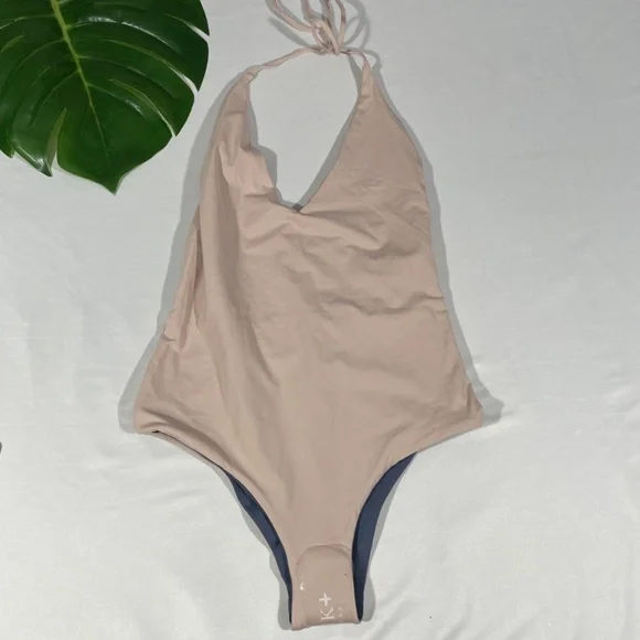 NWT Tavik [ Small ] Chase Plunge‎ Colorblock One Piece Swimsuit Muted Indigo Bikinis